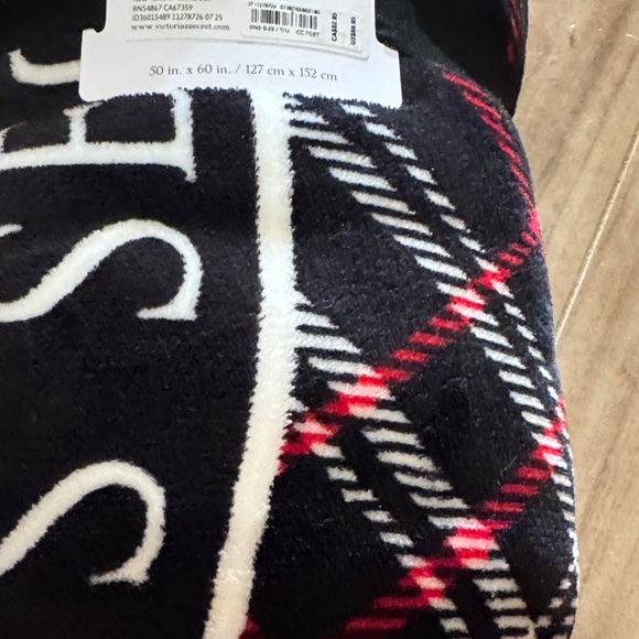 Victoria's Secret Black and Red Plaid plush blanket - Picture 3 of 5